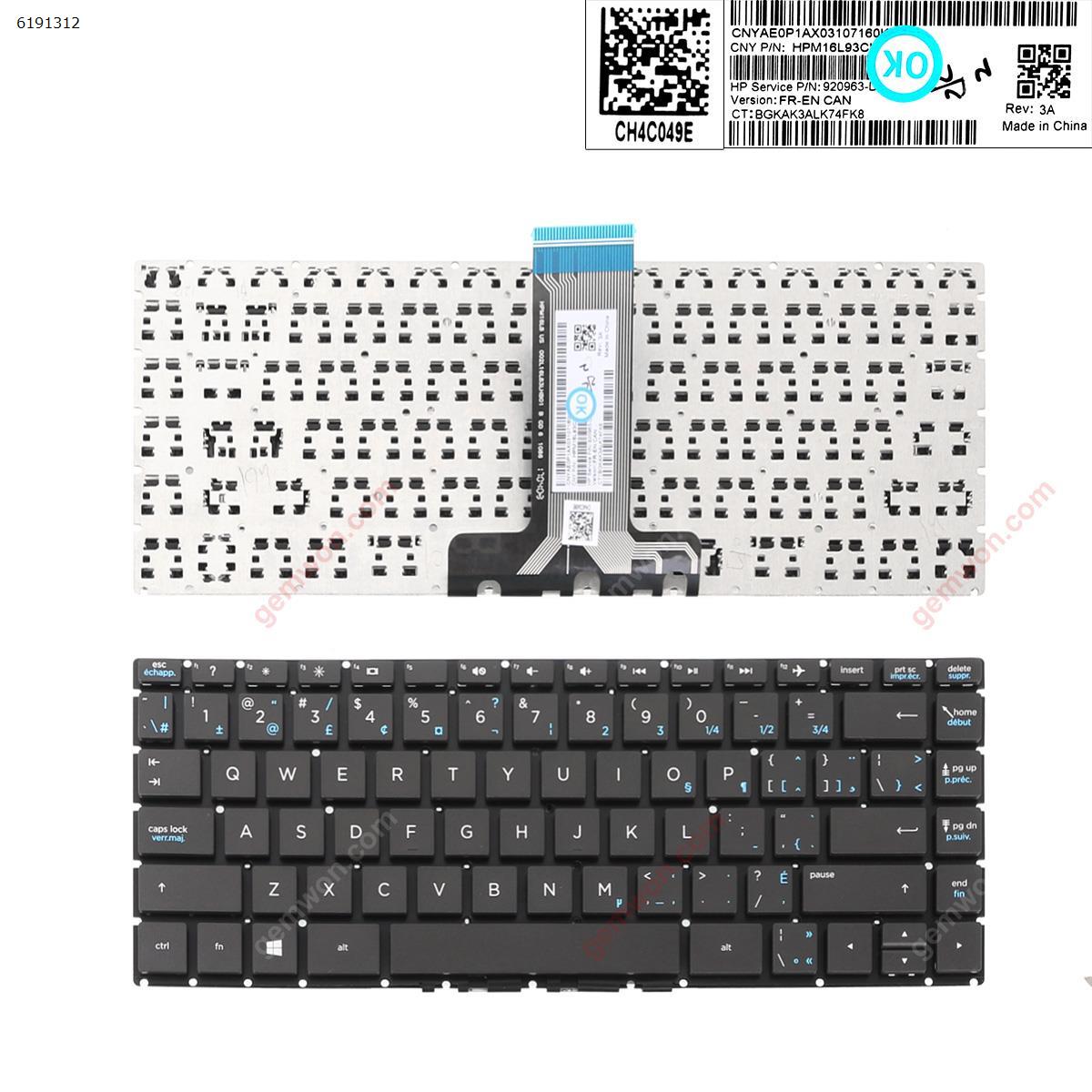 Picture of New Replacement Laptop Keyboard For HP 14-BS  gray    (without   backlit,  small  enter ) CA/CF Layout