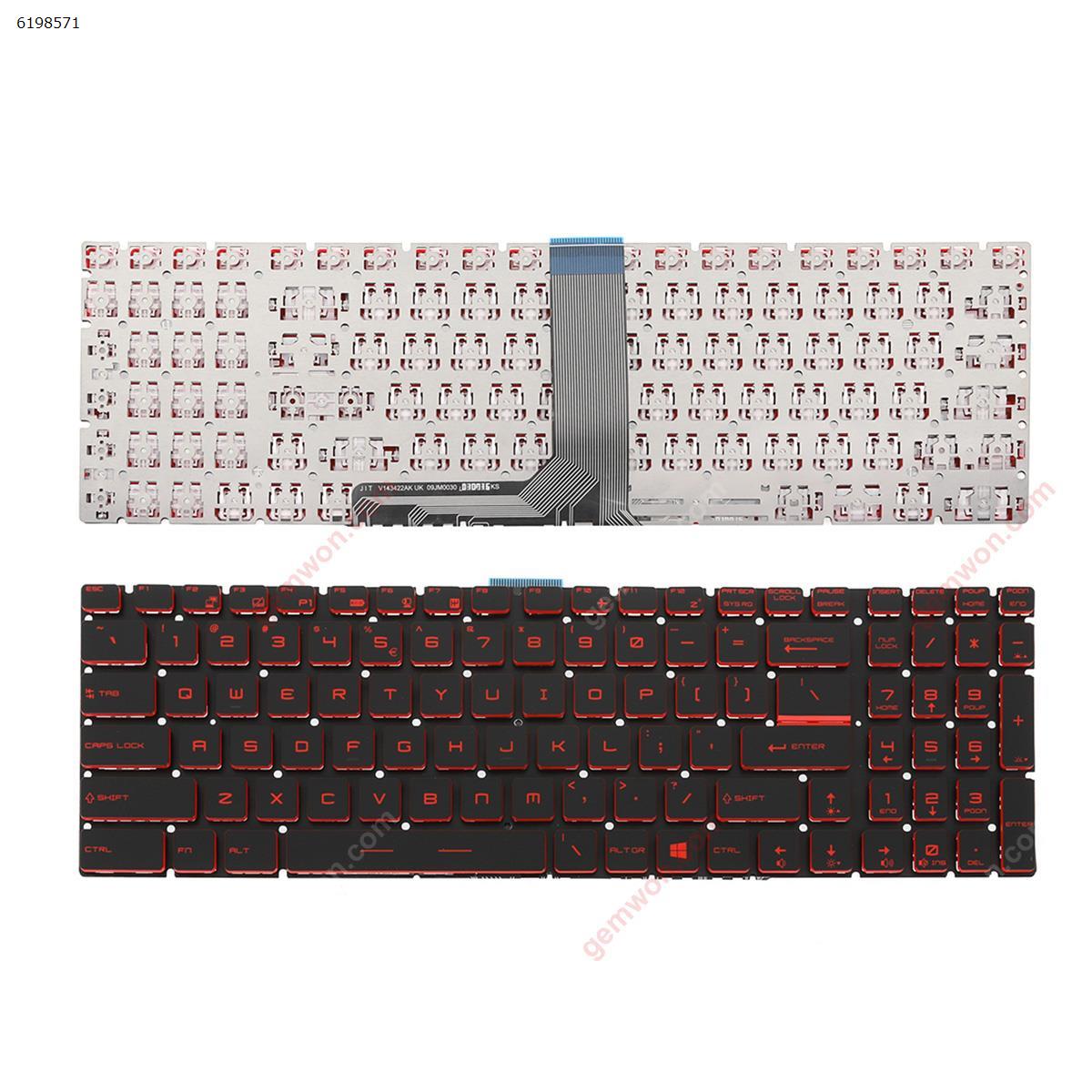 Picture of New Replacement Laptop Keyboard For MSI GT72 GS60 GS70 WS60 GE72 GE62 BLACK(Red ,Red Printing,Win8) US Layout