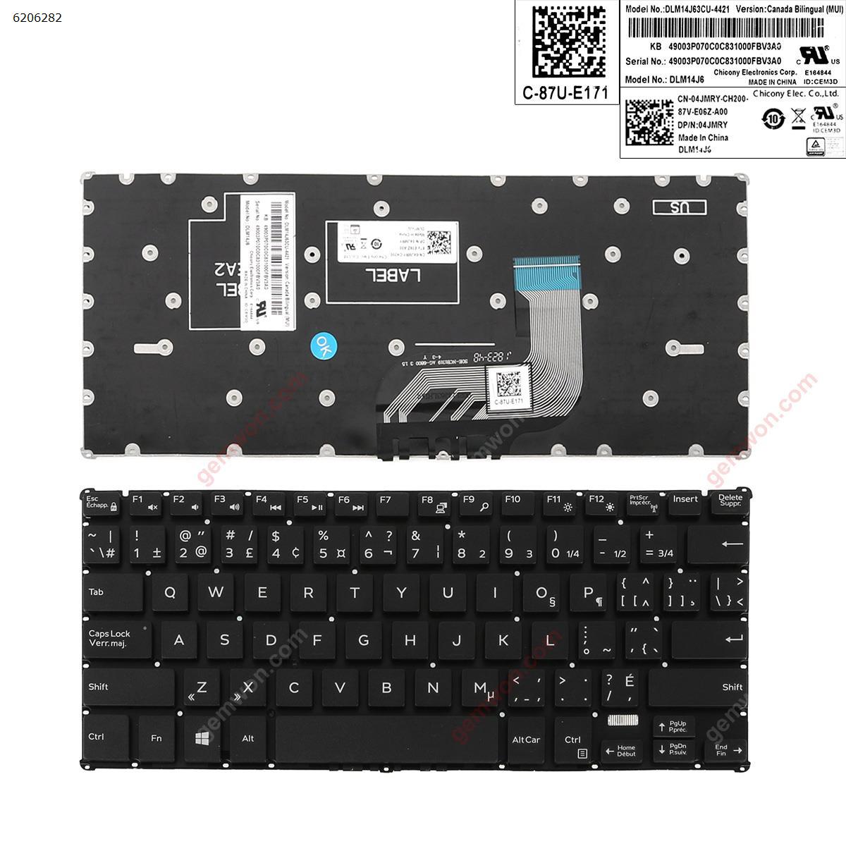 Picture of New Replacement Laptop Keyboard For DELL 3162   black  (without  backlit, big enter ,cable folded ) CA/CF Layout