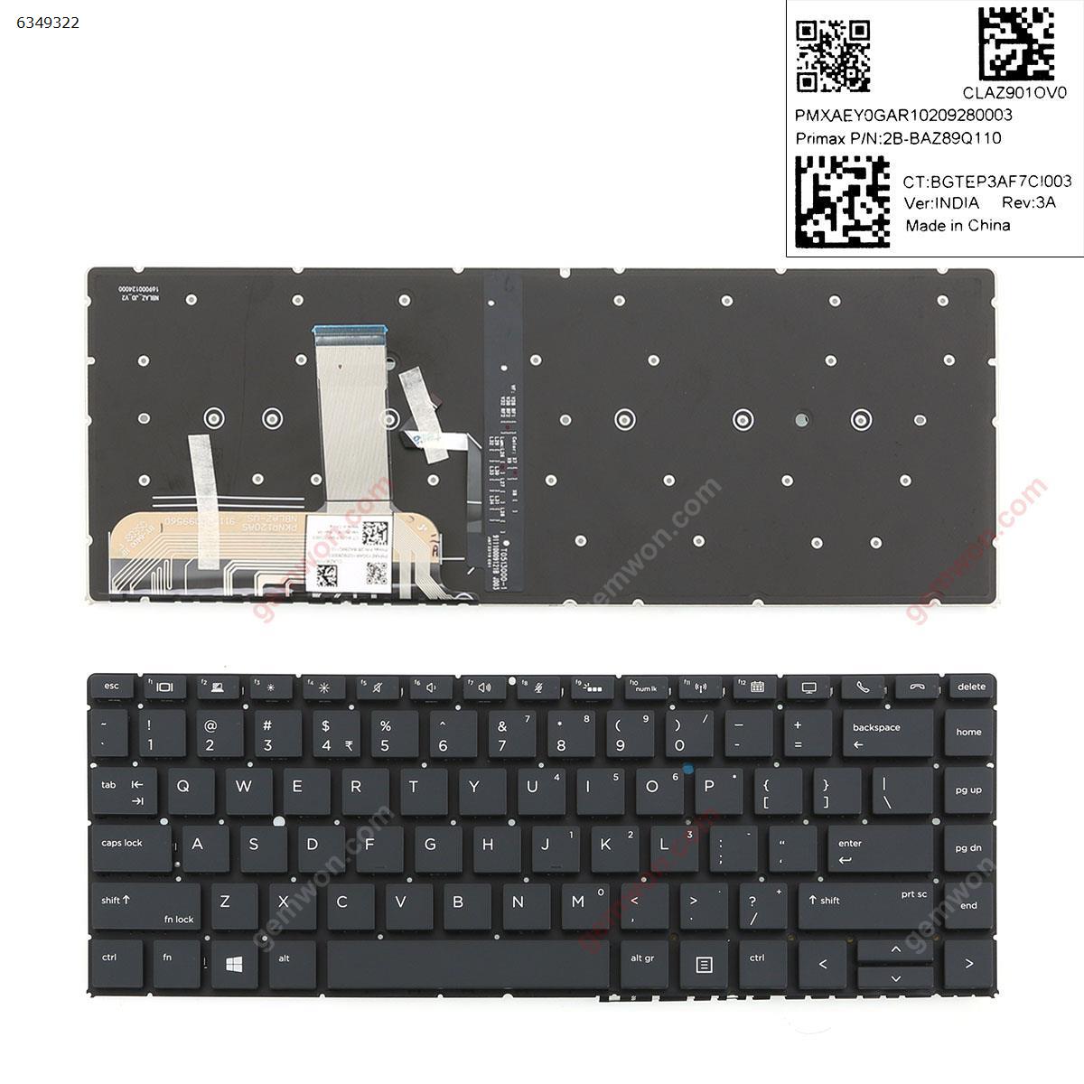 Picture of New Replacement Laptop Keyboard For HP EliteBook Folio 1040 G5 BLACK ( without frame , Backlit,Win8) US Layout