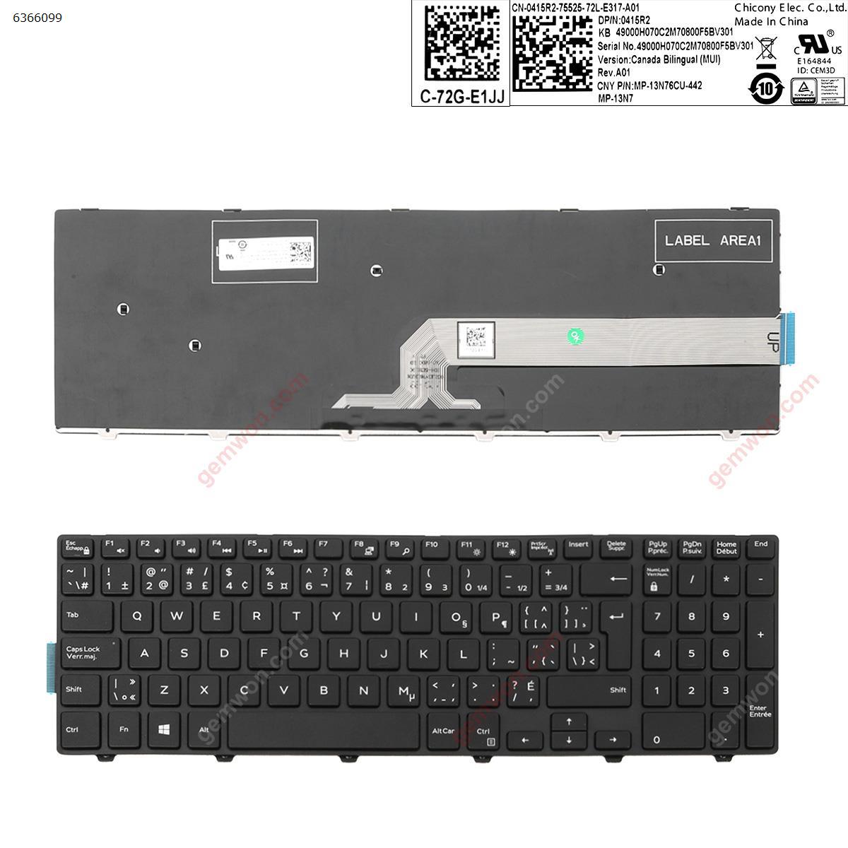 Picture of New Replacement Laptop Keyboard For DELL 15-3000    black  (without  backlit, big enter ,cable folded ) CA/CF Layout