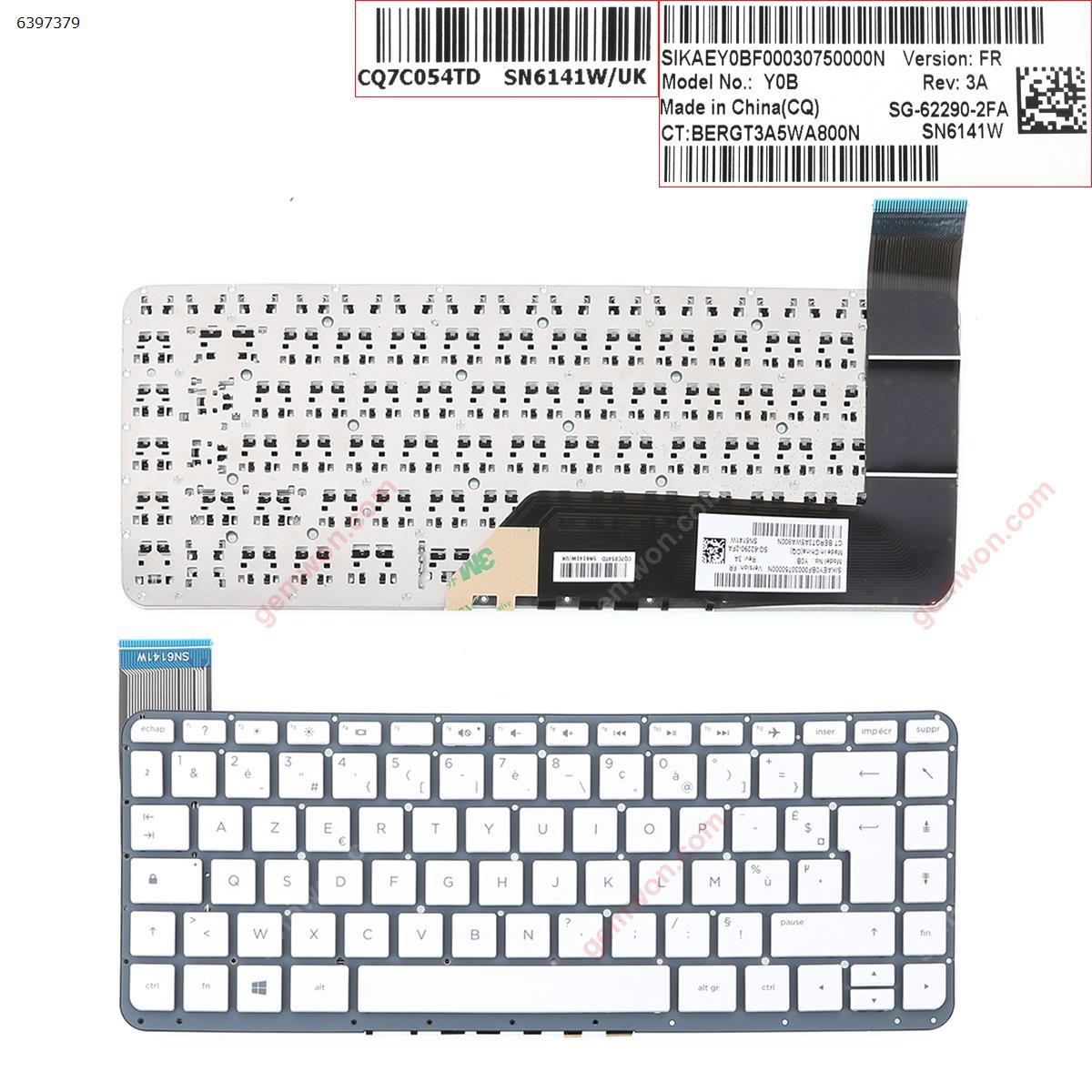 Picture of New Replacement Laptop Keyboard For HP 14-p000   WHITE  , Without  Backlit ,   Big Enter FR Layout