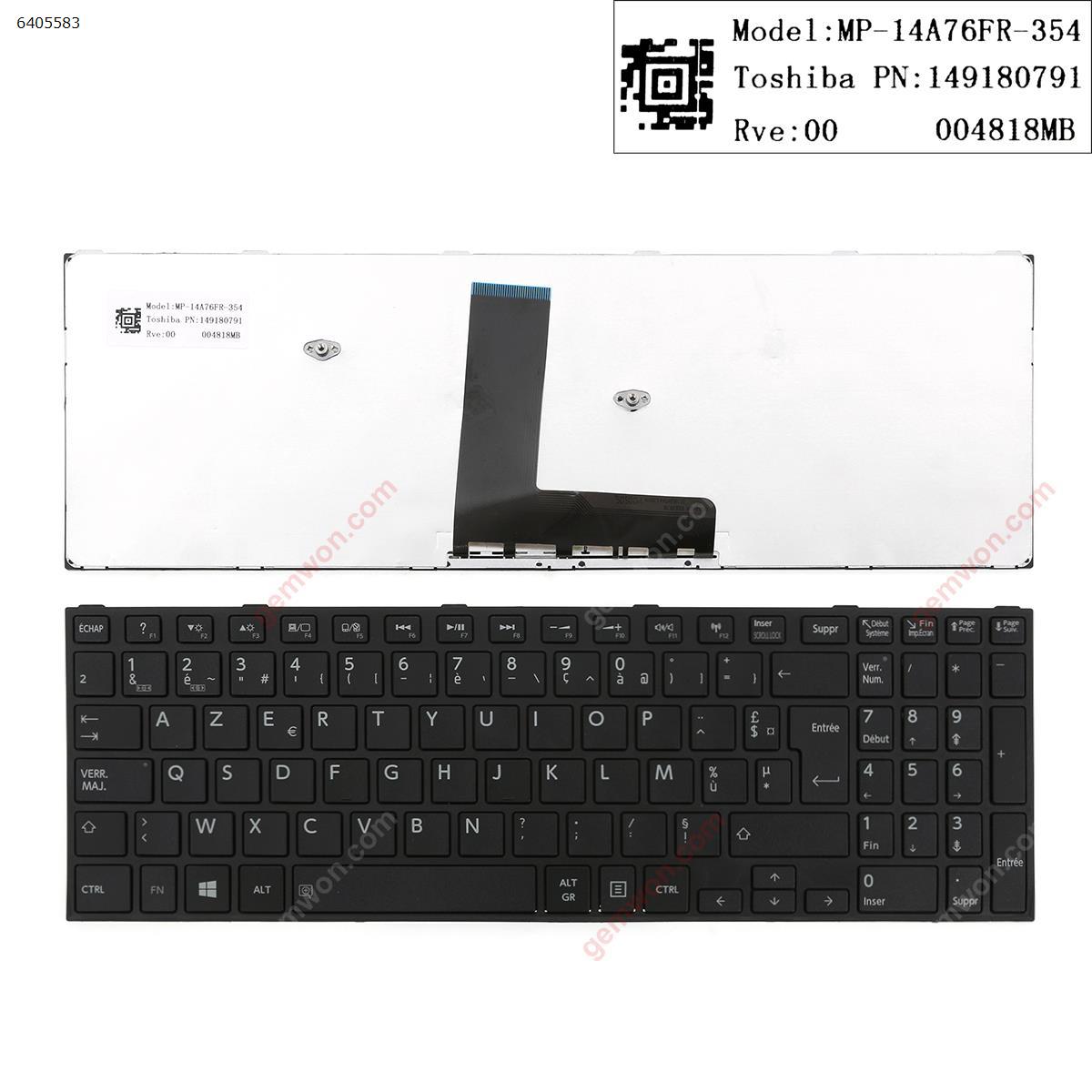Picture of New Replacement Laptop Keyboard For TOSHIBA Satellite C50-B   BLACK FRAME   BLACK (For Win8) FR Layout