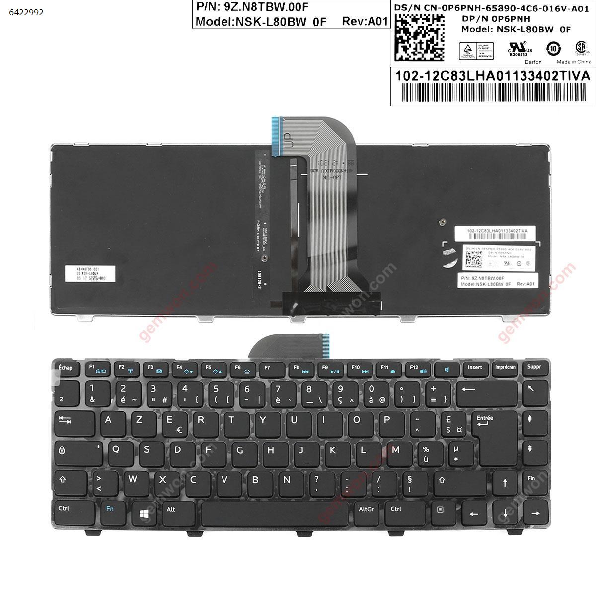 Picture of New Replacement Laptop Keyboard For DELL Inspiron 14 3421 14R 5421 Vostro 2421     GLOSSY FRAME BLACK  (Backlit  ,  Big Enter  ) FR Layout
