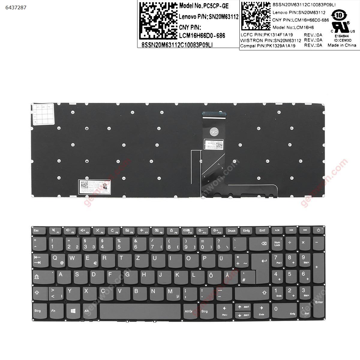 Picture of New Replacement Laptop Keyboard For Lenovo IdeaPad 320-15ABR 320-15IAP 320-15AST 320-15IKB 320-15ISK GRAY win8(Without FRAME,  Without  Backlit, Cable  Folded) GR Layout