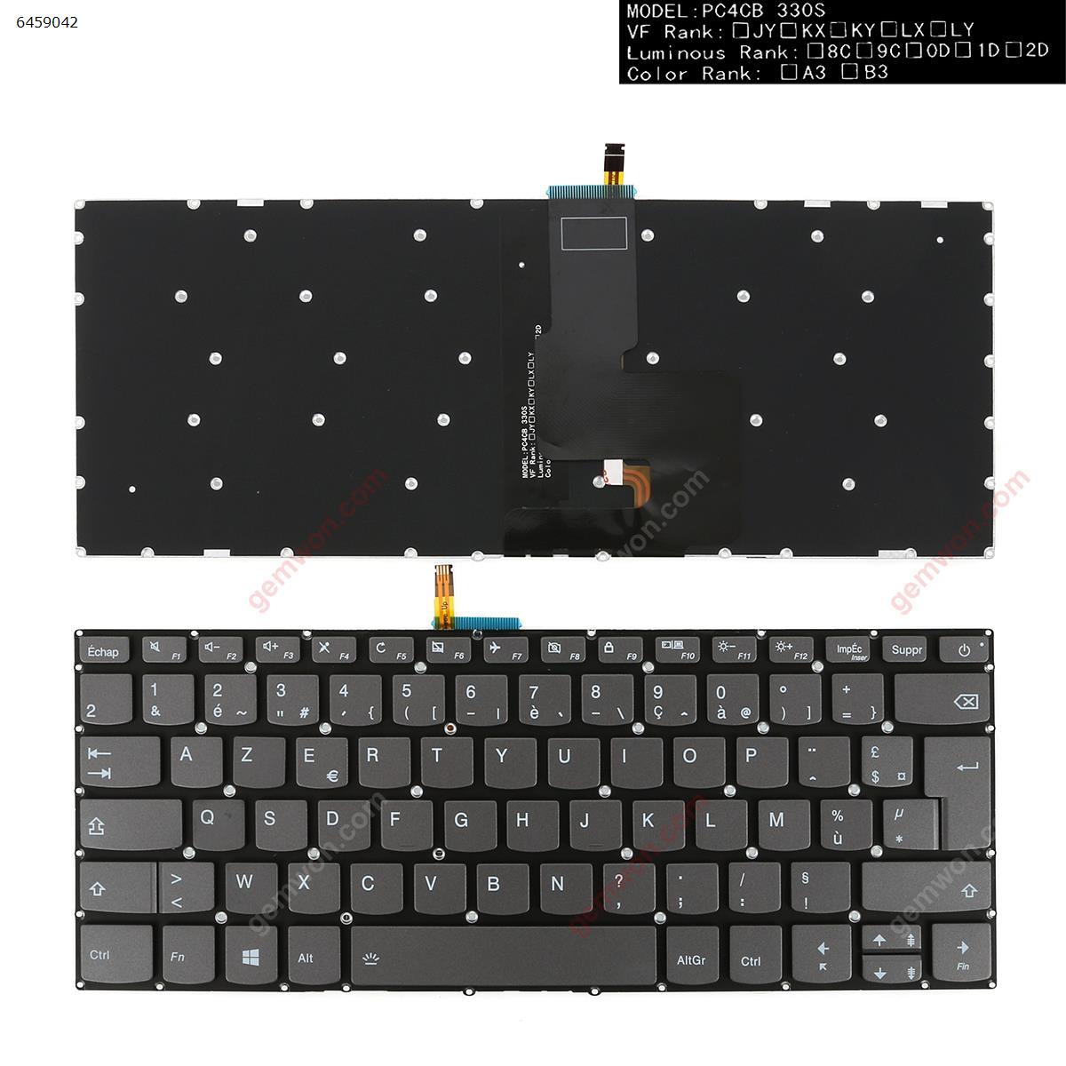 Picture of New Replacement Laptop Keyboard For LENOVO IdeaPad 320-14ISK 320S-14IKB 320S-14IKBR GRAY , Backlit, Cable Folded ,With switch  ) FR Layout