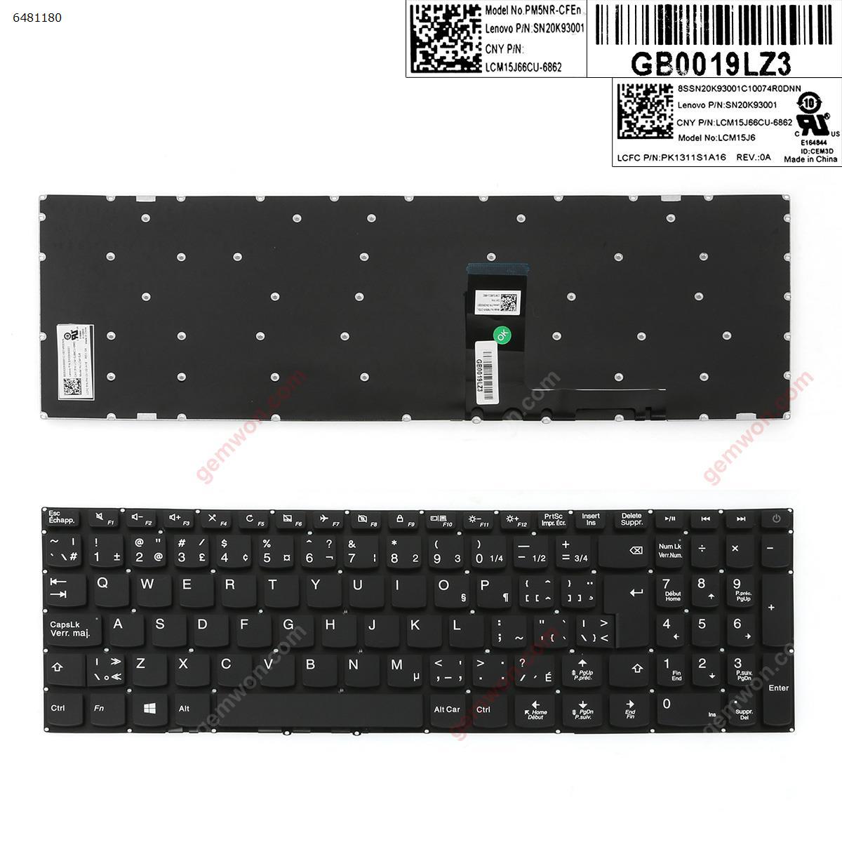 Picture of New Replacement Laptop Keyboard For Lenovo  310-15 black (without backlit, big enter ,cable folded ) CA/CF Layout
