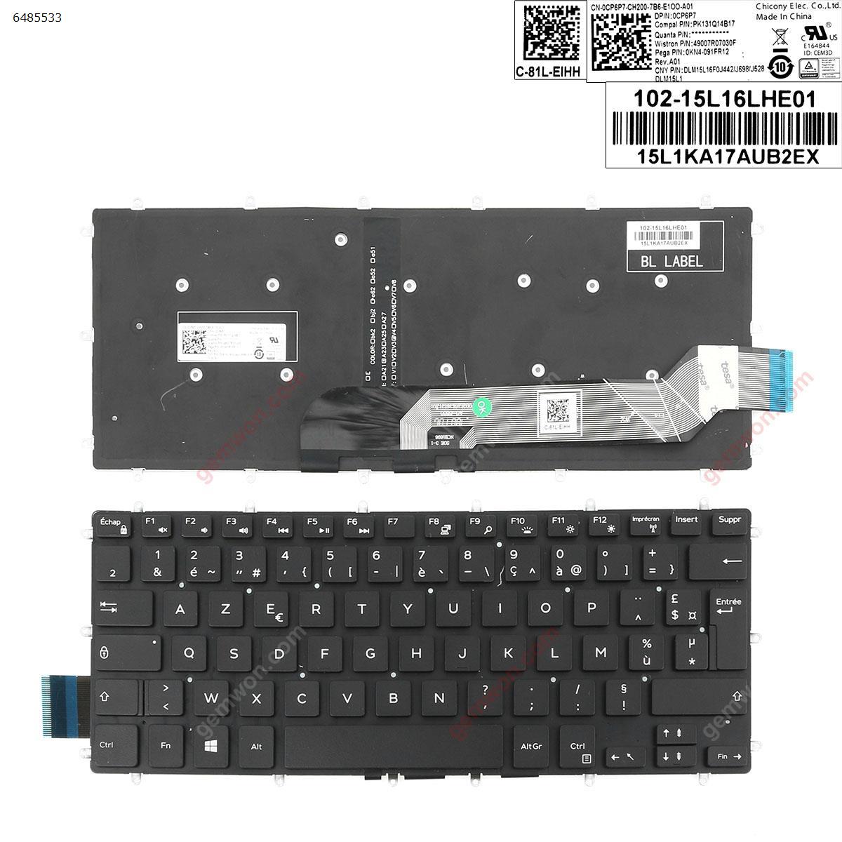 Picture of New Replacement Laptop Keyboard For DELL Inspiron Gaming 14 7466     BLACK   (  Backlit  ,Big Enter  ,Cable  Folded ) FR Layout