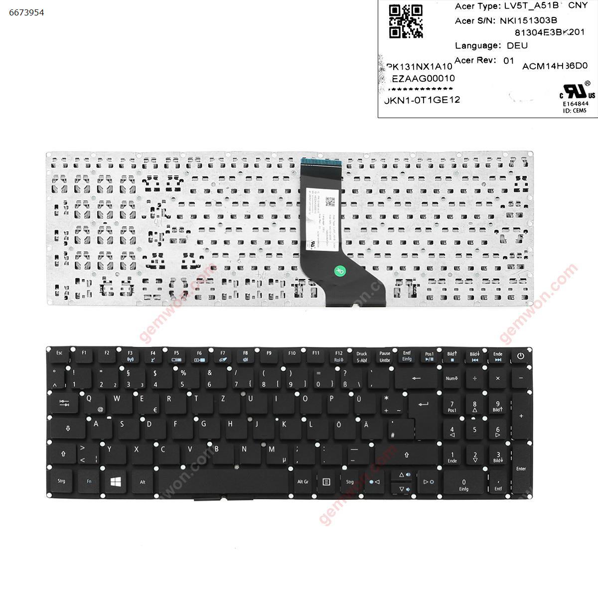 Picture of New Replacement Laptop Keyboard For Acer Aspire E5-722 E5-772 V3-574G E5-573T E5-573 E5-573G E5-573T E5-532G BLACK  ，Without  Backlit，（Big Enter ，Cable  Folded） GR Layout