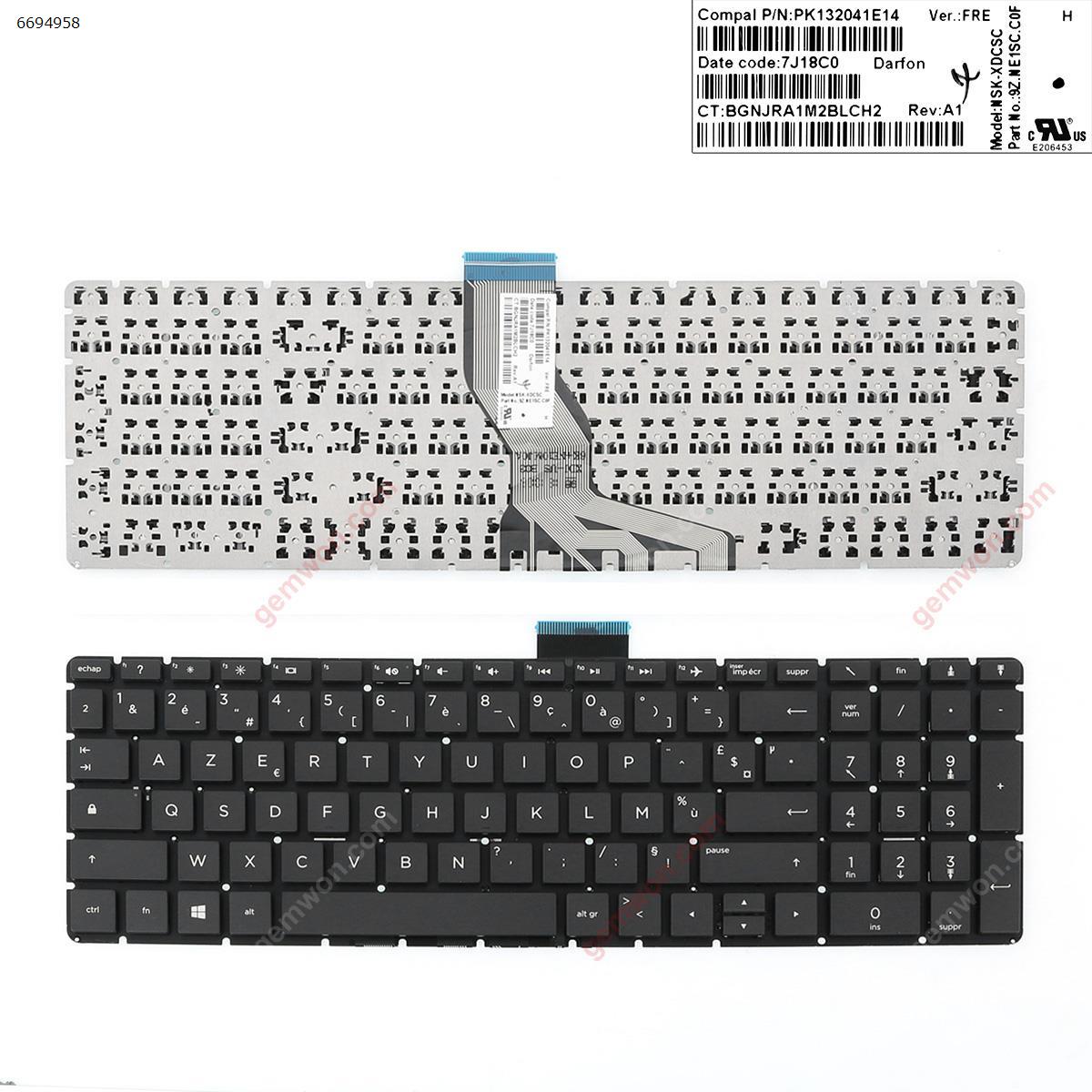 Picture of New Replacement Laptop Keyboard For HP Pavilion 15-BS    BLACK,  Without  Backlit ,   Small  Enter  (Cable  Folded) FR Layout