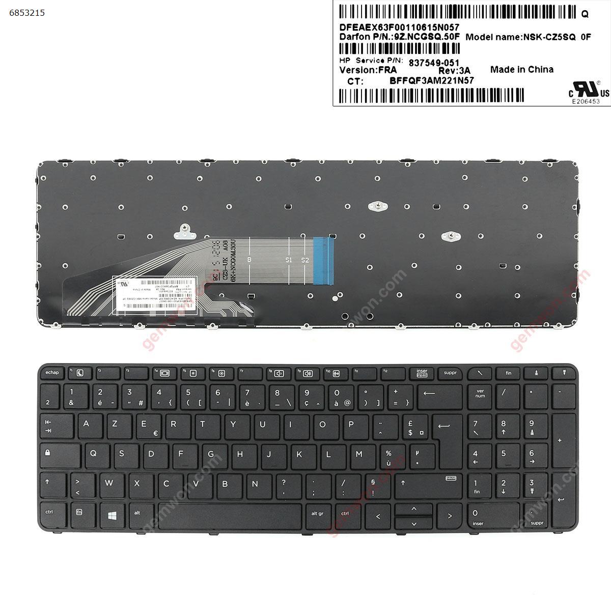Picture of New Replacement Laptop Keyboard For HP ProBook 450 G3 455 G3 470 G3  BLACK FRAME   BLACK, FR Layout