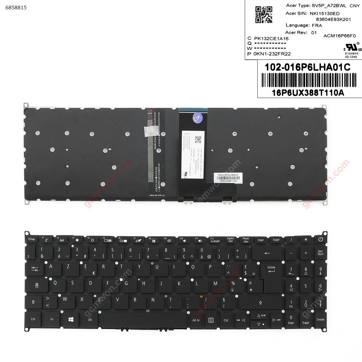 Picture of New Replacement Laptop Keyboard For ACER  SF315  SF315-51 /SF315-52/SF315-41 a315-42 a315-42g a315-54 a315-54k  BLACK  (Backlit  ,Big Enter   ,) FR Layout