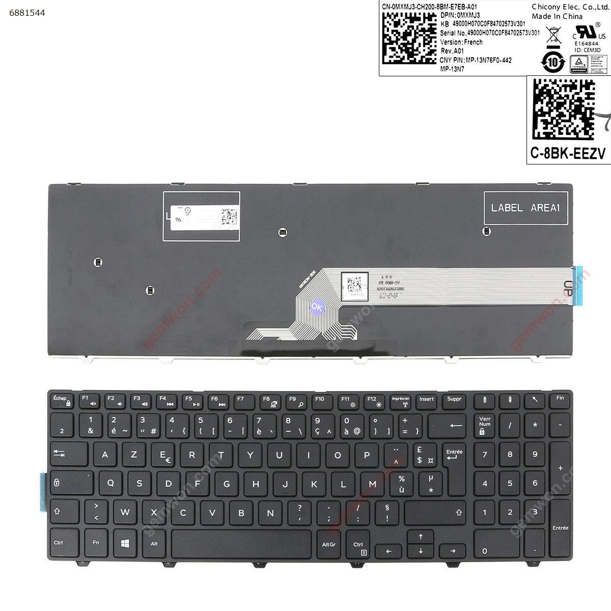 Picture of New Replacement Laptop Keyboard For DELL 15-3000   BLACK   (  Without  Backlit  ,Big Enter   ,Cable  Folded   ) FR Layout