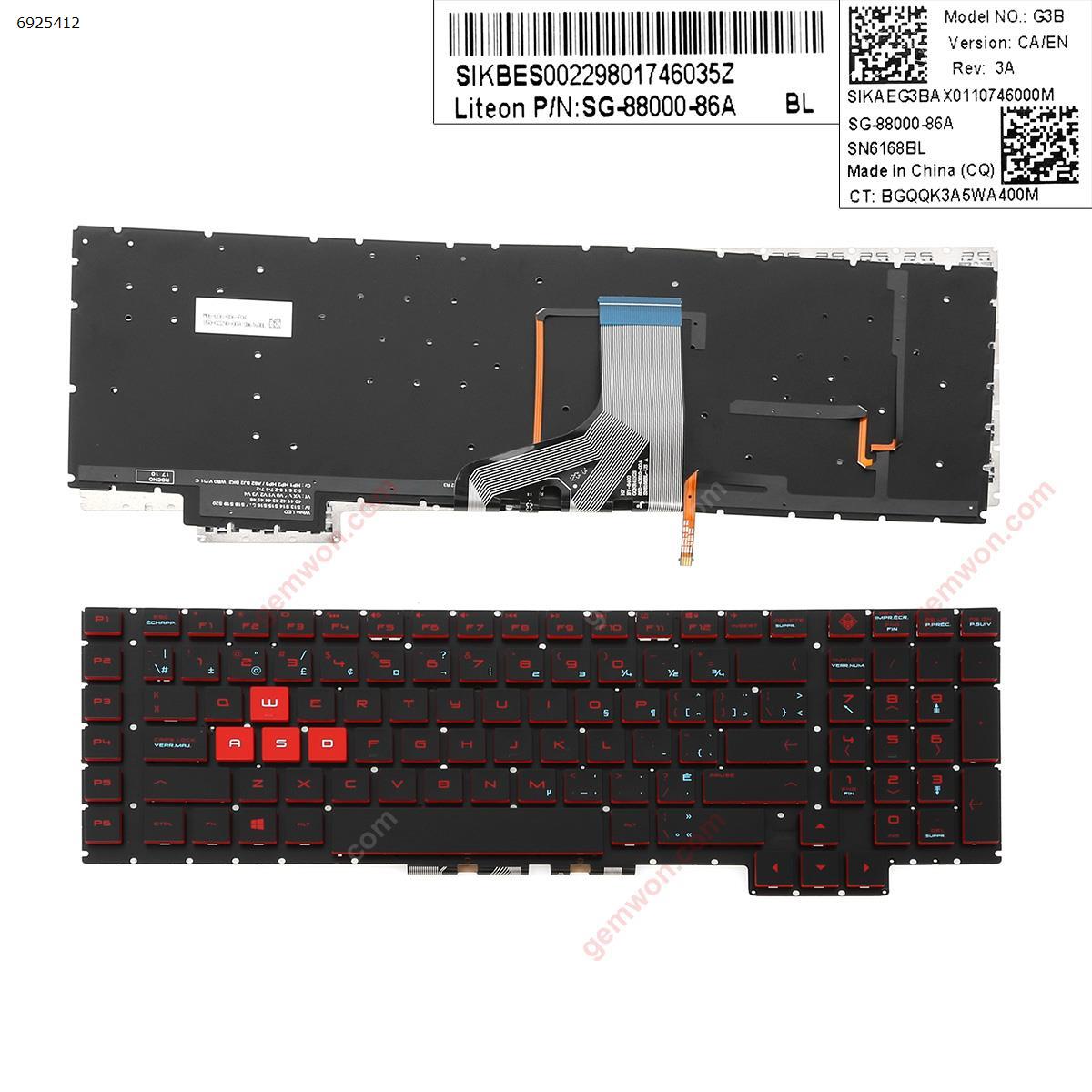 Picture of New Replacement Laptop Keyboard For HP Omen 17-AN   BLACK  (Red  Backlit  , small  enter ) CA/CF Layout