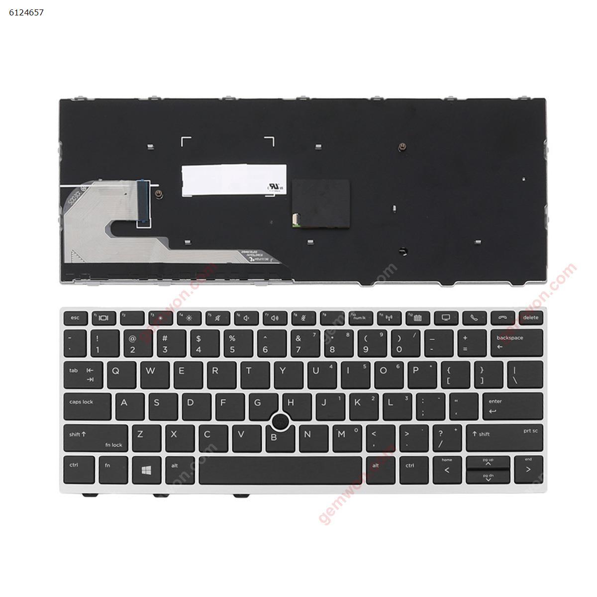 Picture of New Replacement Laptop Keyboard For HP EliteBook 830 G5 SILVER FRAME BLACK (with point,Win8) US Layout