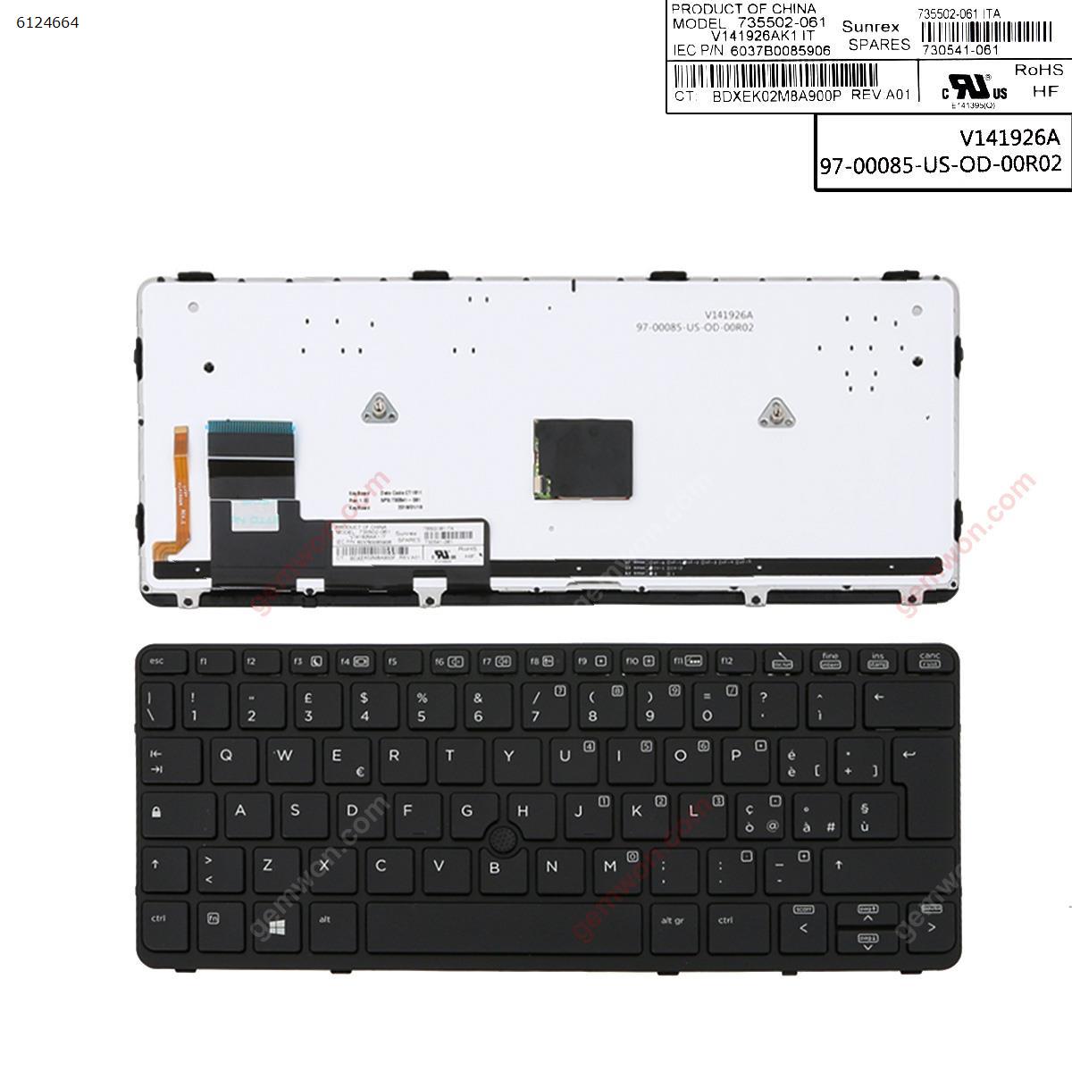 Picture of New Replacement Laptop Keyboard For HP EliteBook 820 G1  BLACK FRAME BLACK (Backlit,with point,Win8) IT Layout