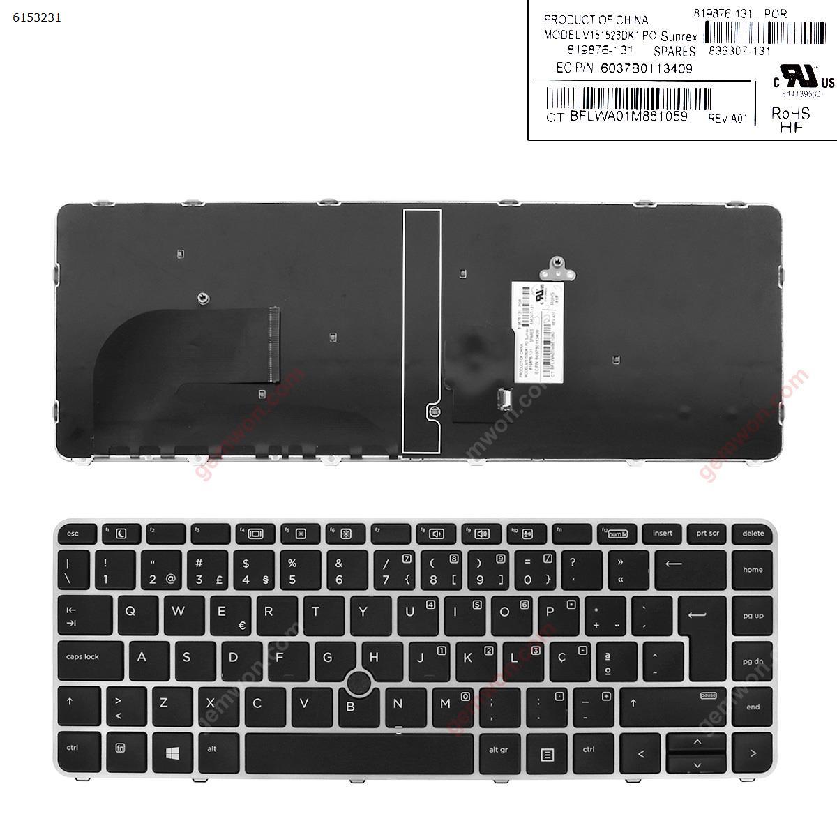 Picture of New Replacement Laptop Keyboard For HP EliteBook 840 G3  SILVER   FRAME BLACK (with point,,Win8) PO Layout
