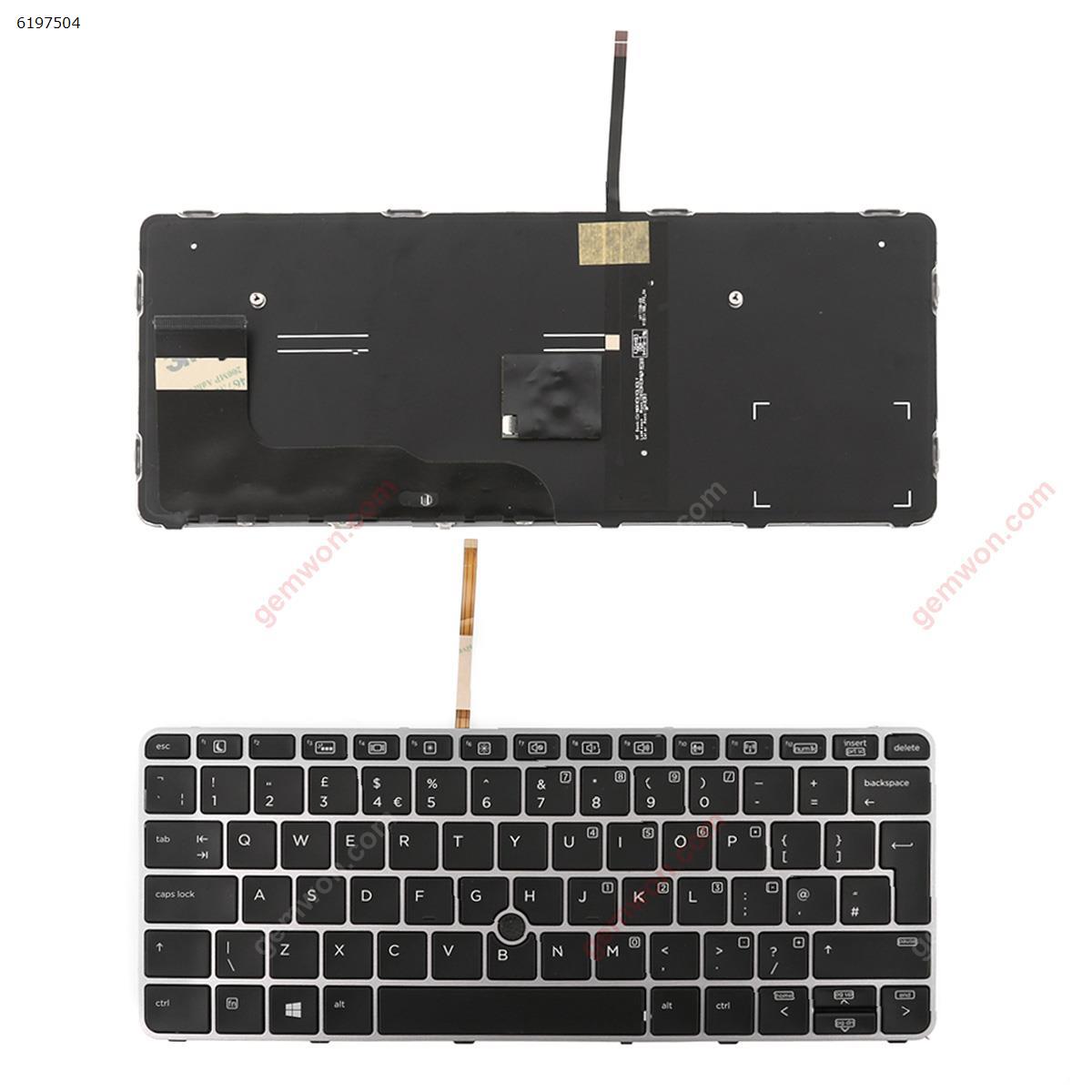 Picture of New Replacement Laptop Keyboard For HP EliteBook 820 G3 SILVER FRAME BLACK (  Backlit   , with point ) Uk Layout