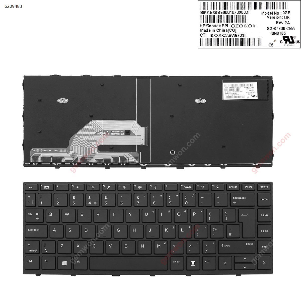 Picture of New Replacement Laptop Keyboard For HP Probook 430 G5 440 G5 445 G5 BLACK FRAME BLACK WIN8  (The back snap is broken) Uk Layout