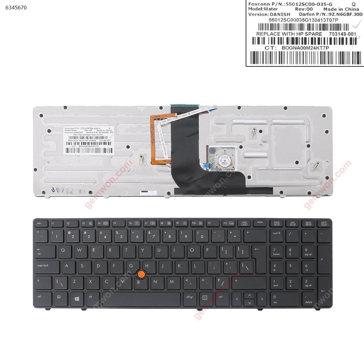 Picture of New Replacement Laptop Keyboard For HP 8560W 8570W GRAY FRAME GRAY(Backlit,With Point stick ) US Layout