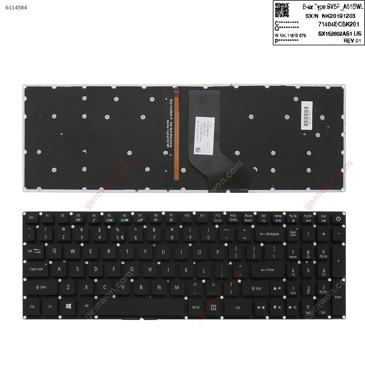 Picture of New Replacement Laptop Keyboard For Acer Aspire VX15 VN7-793G VX5-591G VX5-591G-52WN VX5-591G-707K VX5-591 BLACK Frame BLACK （backlit） US Layout