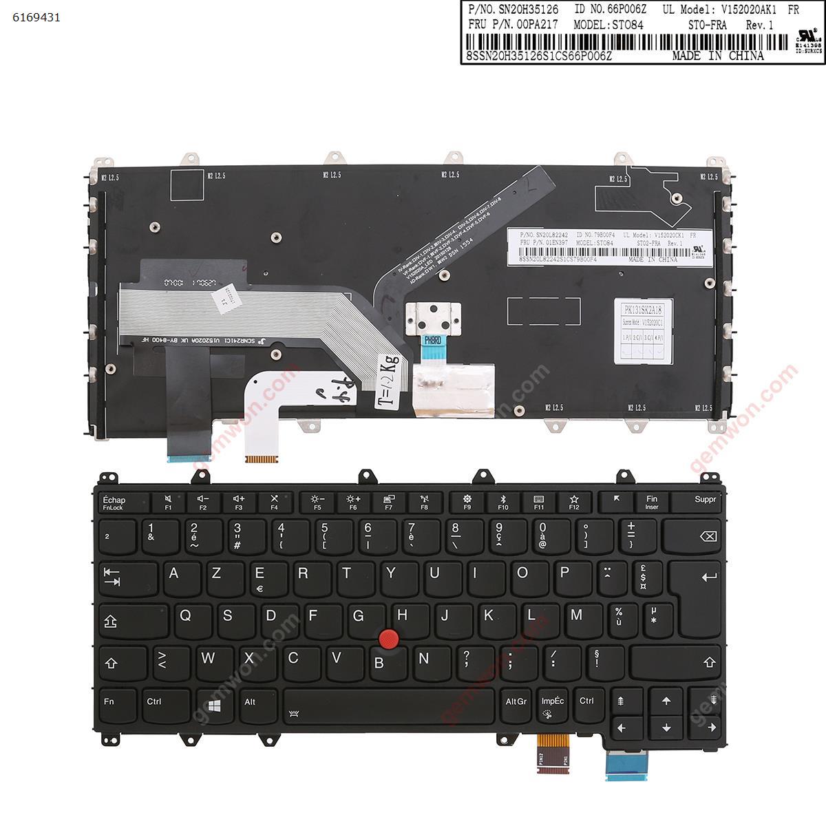 Picture of New Replacement Laptop Keyboard For Lenovo ThinkPad Yoga Y370  Black（backlit ,With Point stick，win8） FR Layout