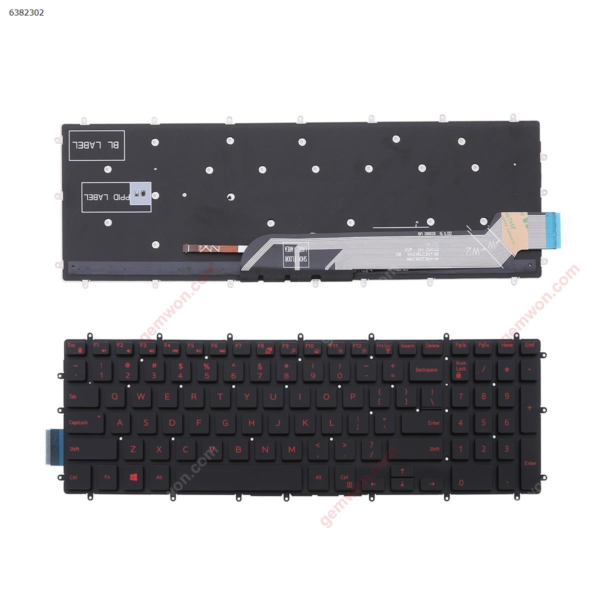Picture of New Replacement Laptop Keyboard For DELL Inspiron Gaming 15-7566  BLACK(Backlit,Red Printing version2,Win8) US Layout