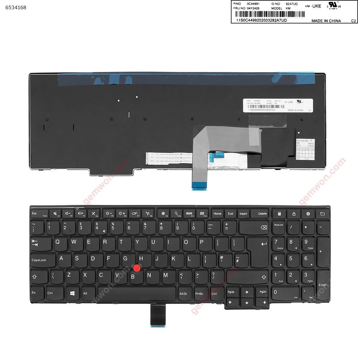 Picture of New Replacement Laptop Keyboard For ThinkPad E531 T540 BLACK(With 6 Screws For Win8) Uk Layout