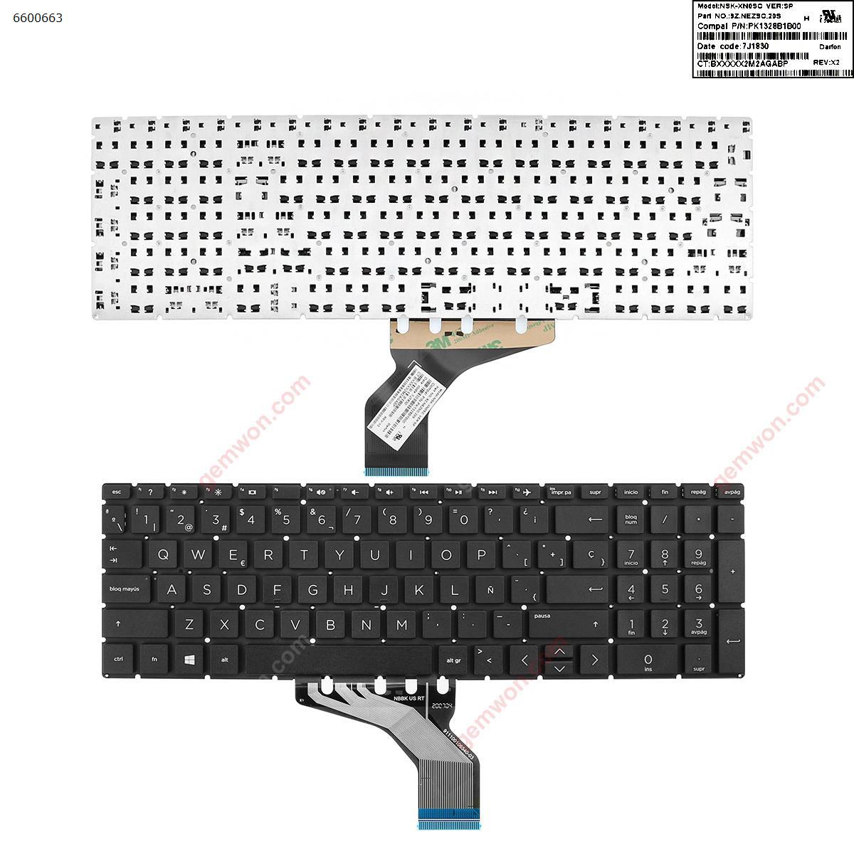 Picture of New Replacement Laptop Keyboard For HP Pavilion 15-DA 250 255 Gen7 BLACK (without backlit ，Small Enter WIN8) SP Layout