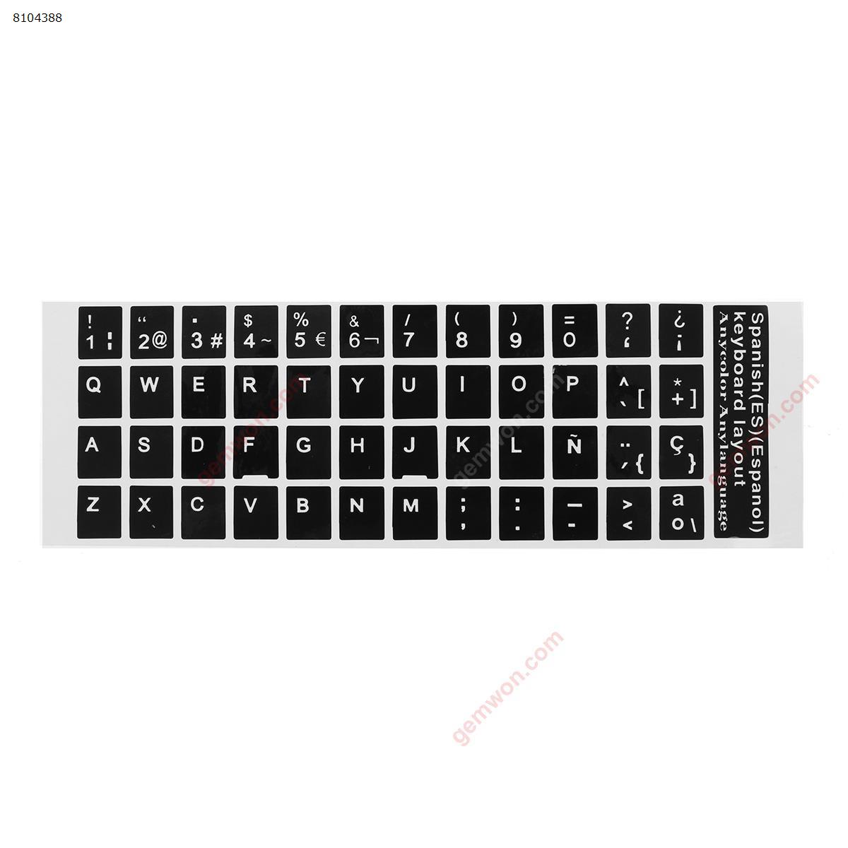 Picture of SP Keyboard Sticker,Black with White letter. Change keyboard language layout by stick lables on keyboard keys(Glossy)