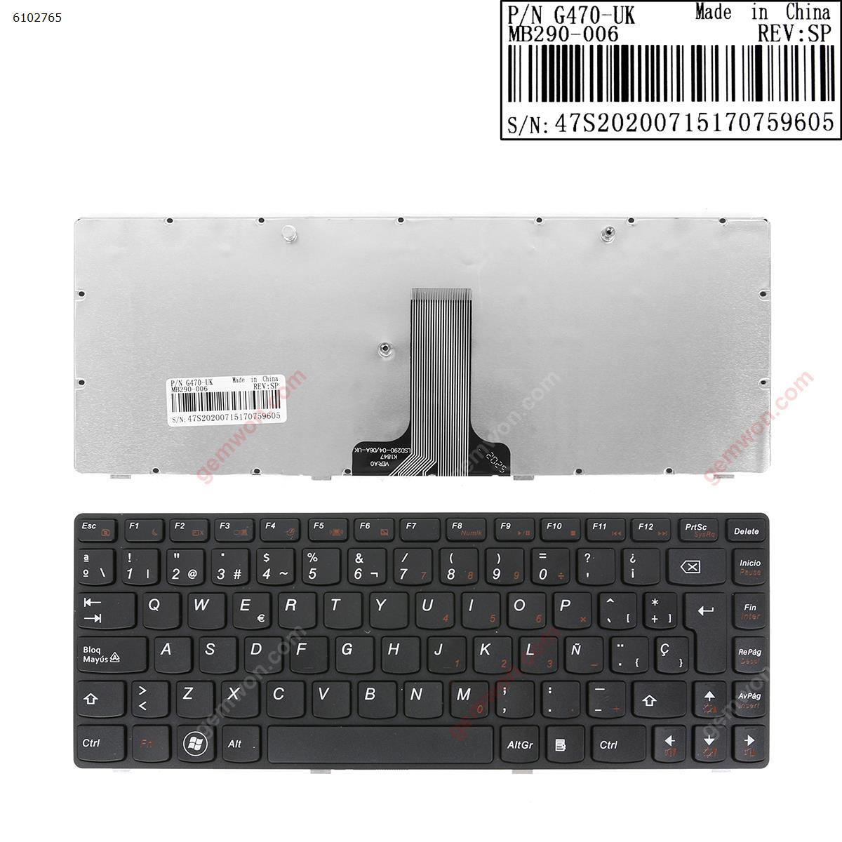Picture of New Replacement Laptop Keyboard For LENOVO B470 G470 V470 BLACK FRAME BLACK OEM SP Layout