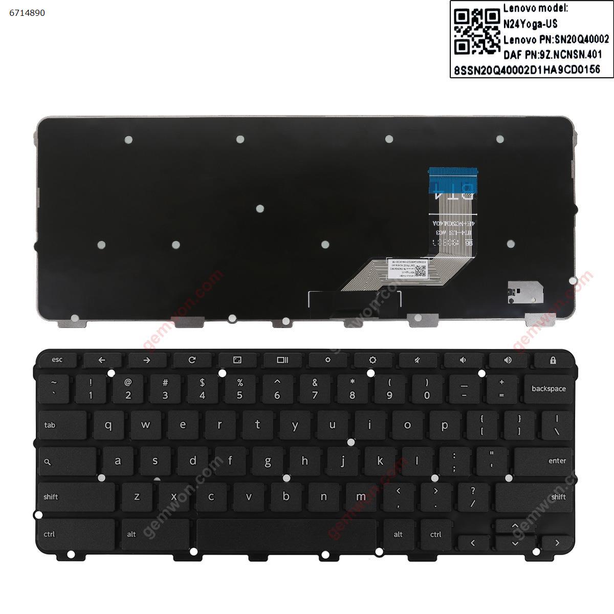 Picture of New Replacement Laptop Keyboard For LENOVO CHROMEBOOK 100E N24 N3350  BLACK   FRAME BLACK (Win8) US Layout