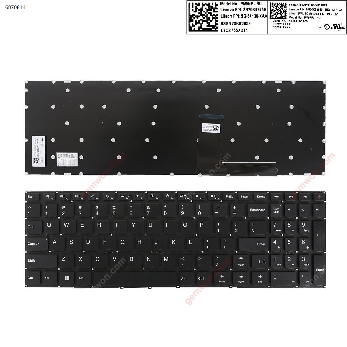Picture of New Replacement Laptop Keyboard For LENOVO Ideapad 110-15ACL 110-15AST 110-15IBR BLACK win8(  Without FRAME   )（Reprint） US Layout