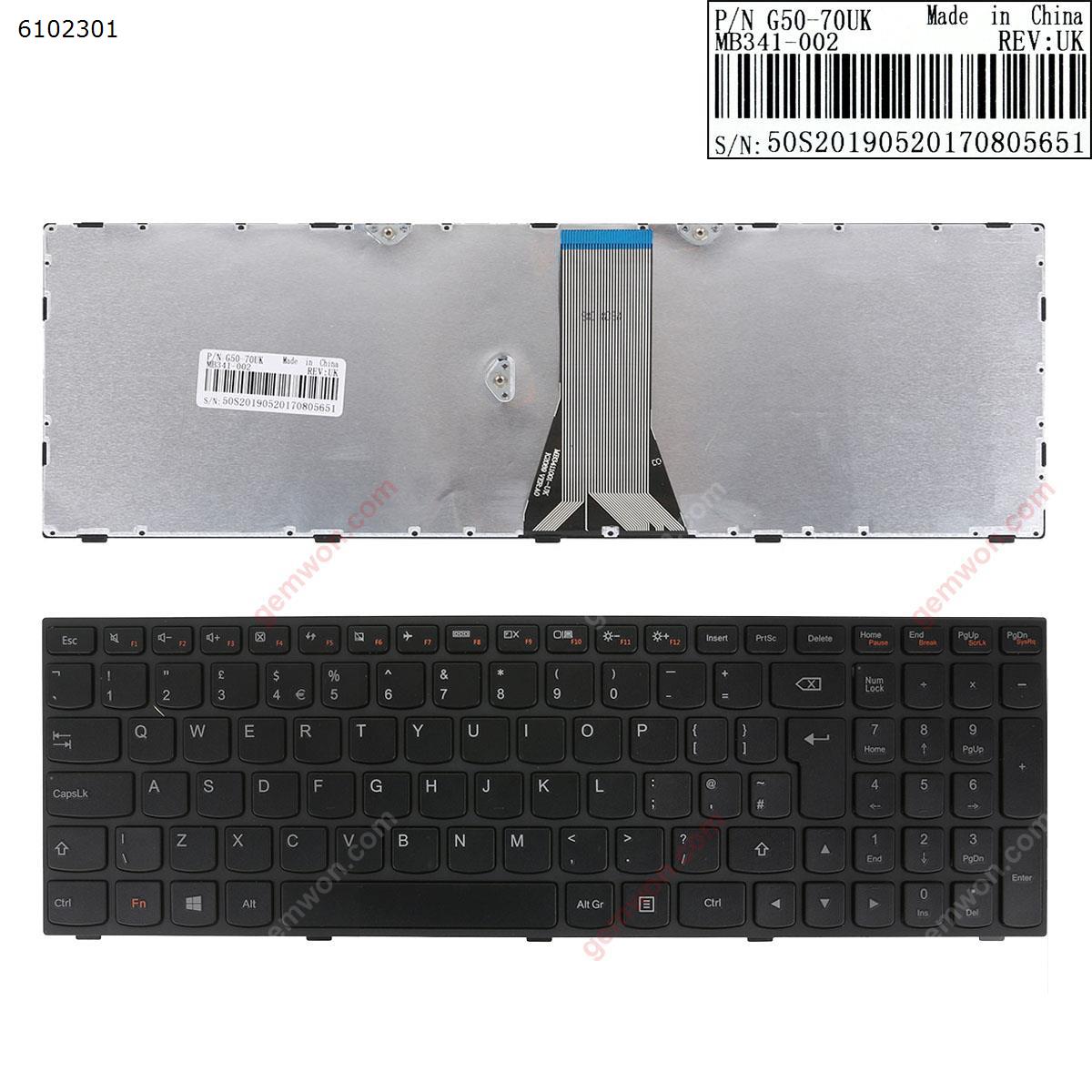 Picture of New Replacement Laptop Keyboard For LENOVO  G50-70 BLACK FRAME BLACK(For Win8) Uk Layout
