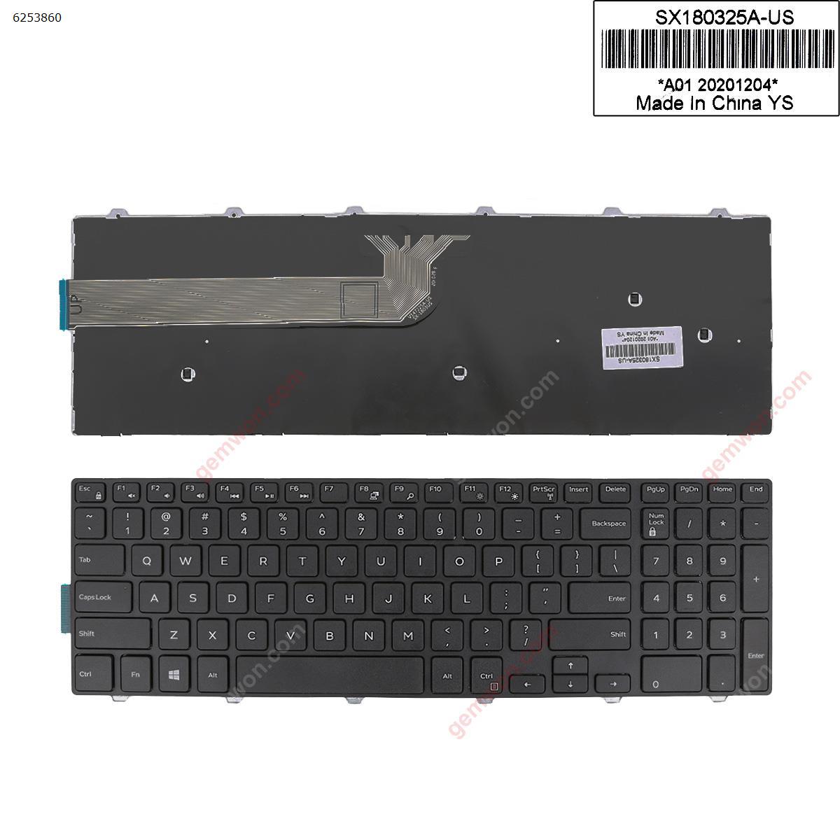 Picture of New Replacement Laptop Keyboard For Dell Inspiron 15-5000 Series 5547 5521 5542 BLACK FRAME BLACK (Win8 OEM) US Layout