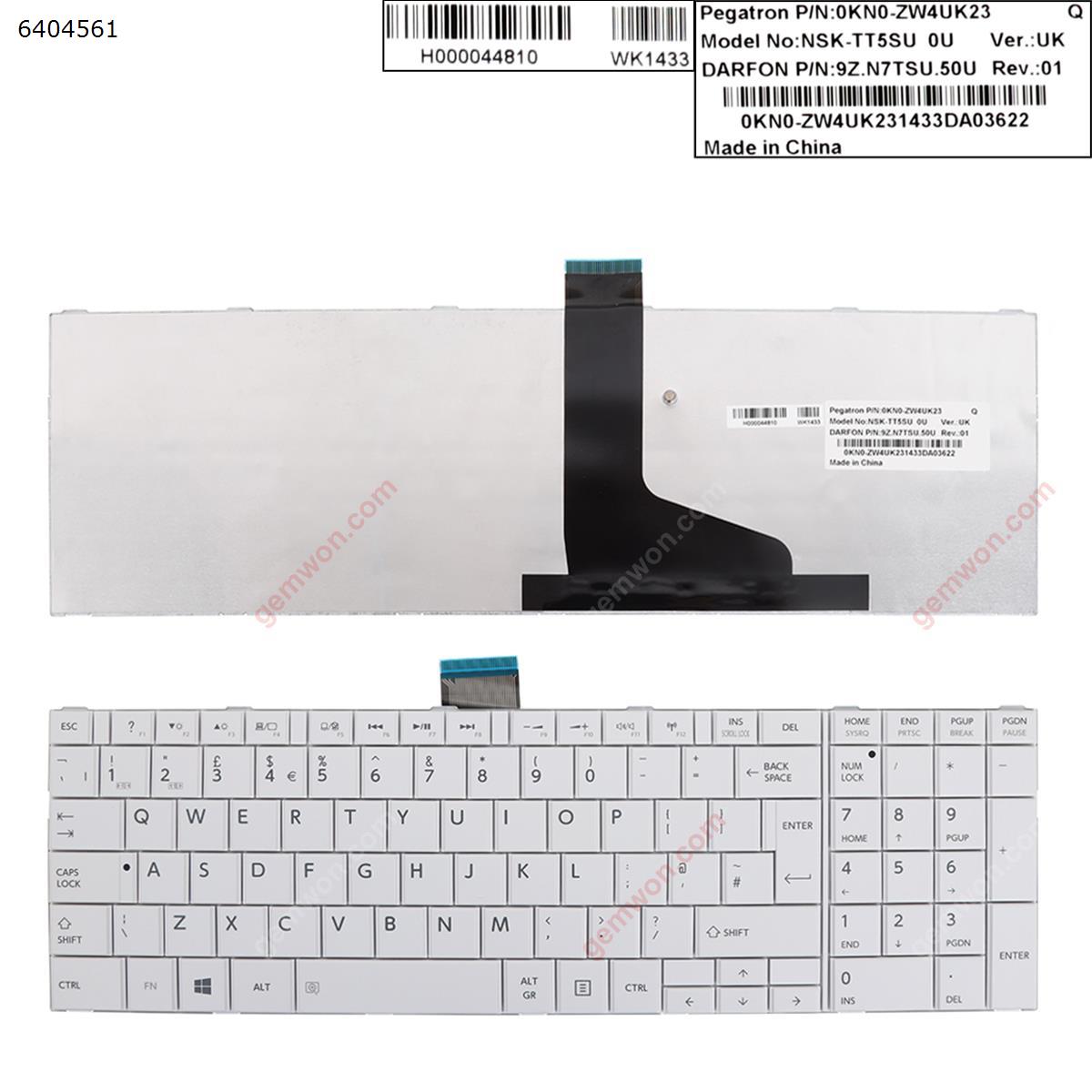 Picture of New Replacement Laptop Keyboard For TOSHIBA C850 WHITE(For Win8) Uk Layout