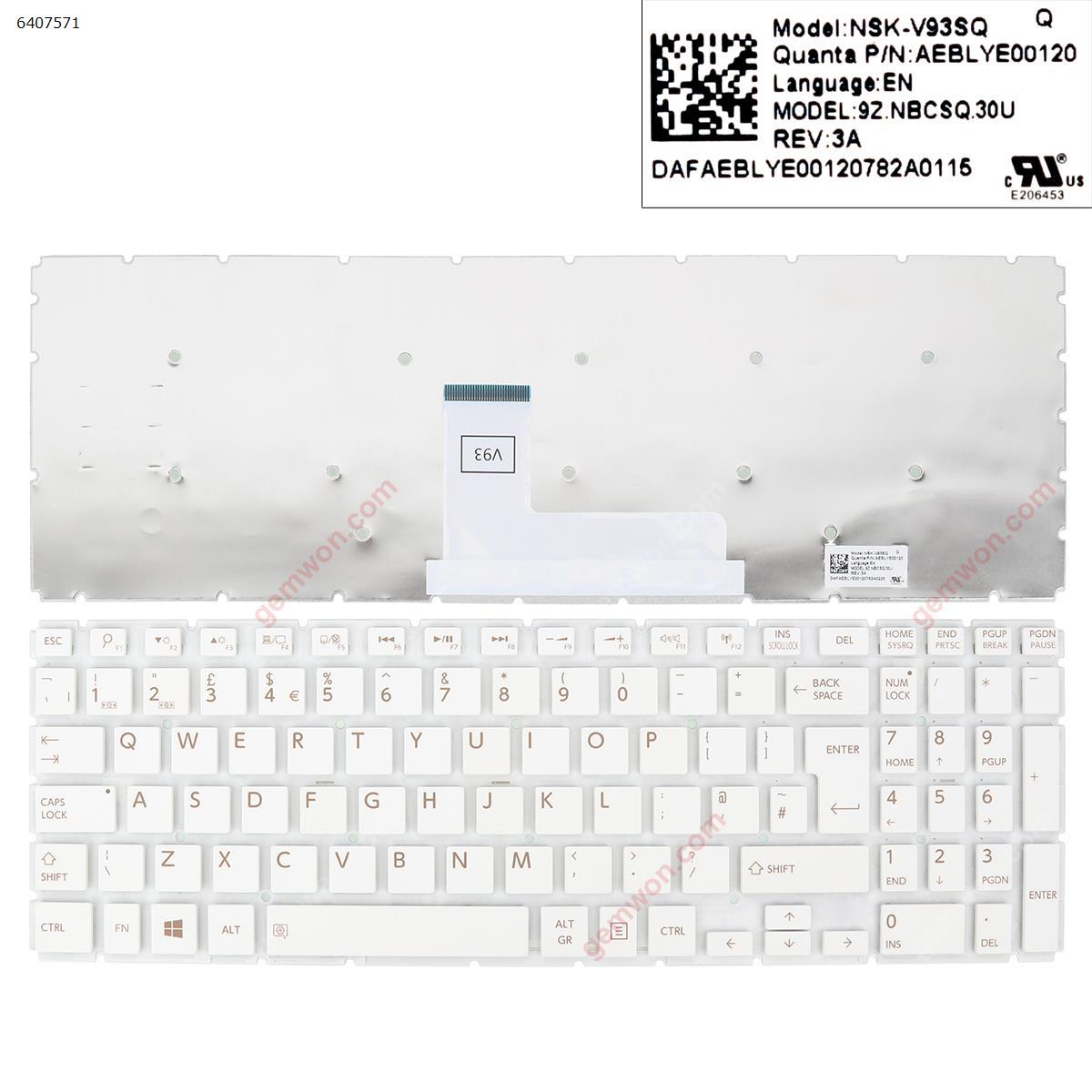 Picture of New Replacement Laptop Keyboard For TOSHIBA Satellite L50-B S50-B L50D-B L50T-B L50DT-B L55(D)-B S55-B S55T-B S55D-B WHITE (Without FRAME,Win8) Uk Layout