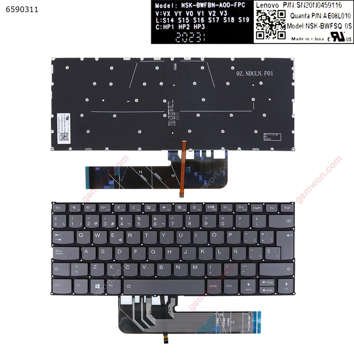 Picture of New Replacement Laptop Keyboard For IBM Lenovo Yoga 530-14IKB 530-14ARR  730-13ikb 730-13iwl 730-15ikb 730-15iwl  GRAY （backlit , without frame ，win8） SP Layout