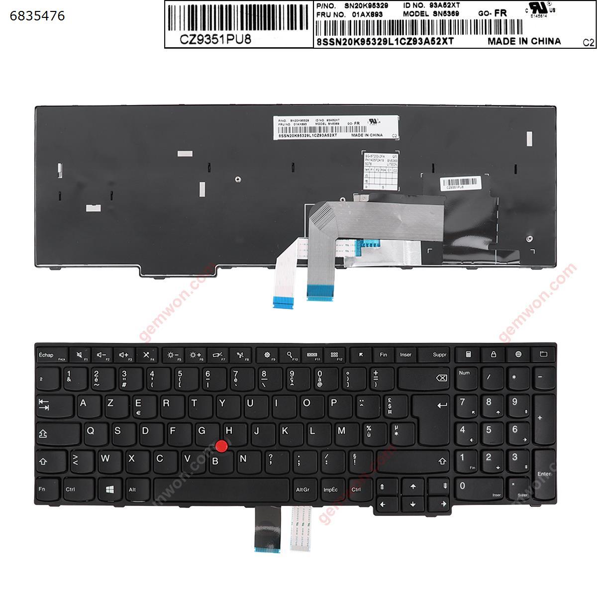 Picture of New Replacement Laptop Keyboard For Thinkpad E555 E550 BLACK FRAME BLACK(With Point stick,Win8 )  OEM FR Layout
