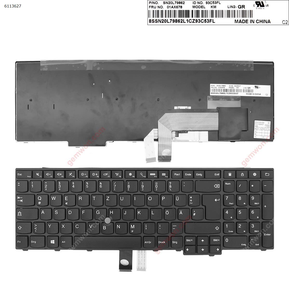 Picture of New Replacement Laptop Keyboard For Thinkpad  L560   BLACK FRAME BLACK(With Point stick,Win8 ) OEM GR Layout