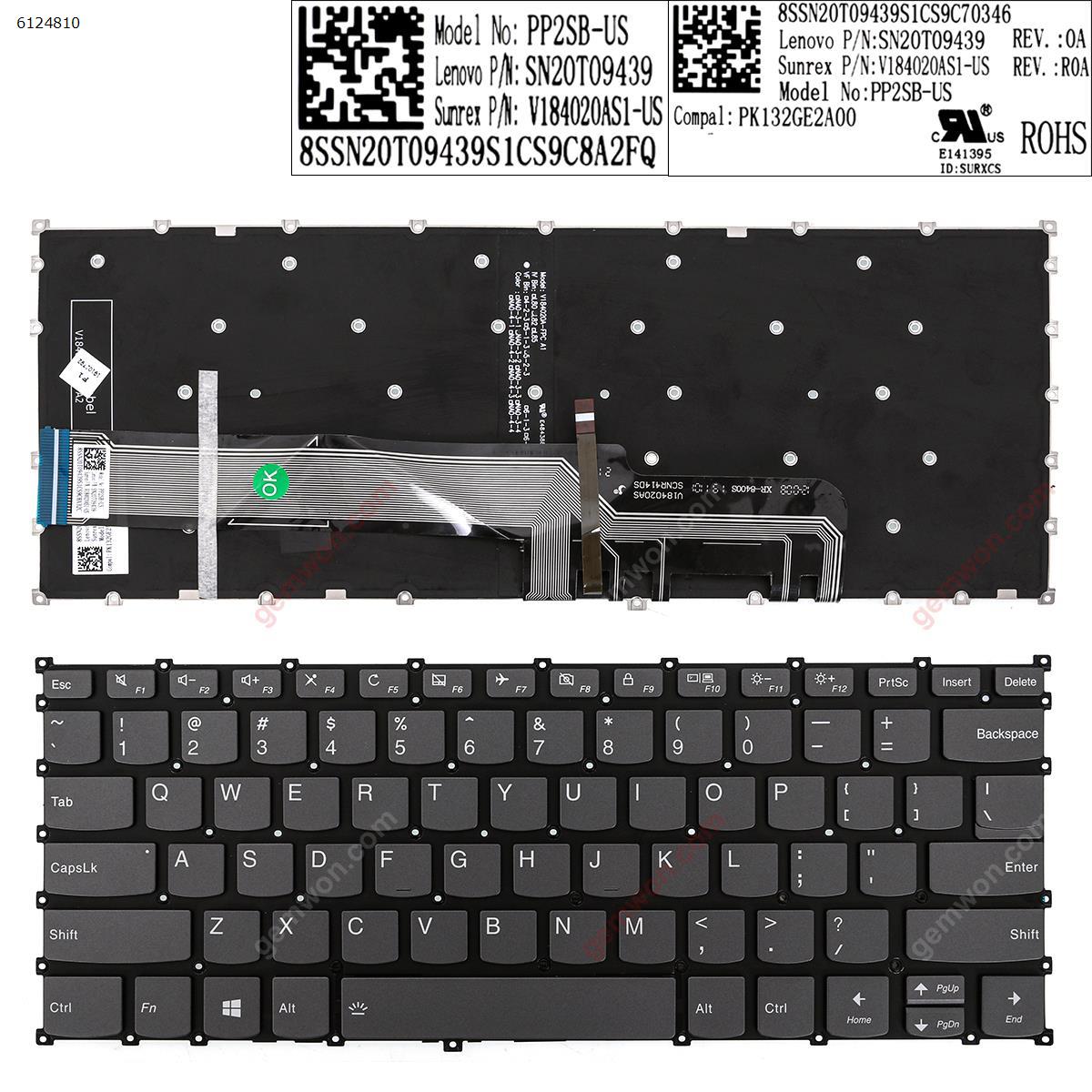 Picture of New Replacement Laptop Keyboard For Lenovo xiaoxin  air 14    GRAY (Backlit,Without FRAME,WIN8) US Layout