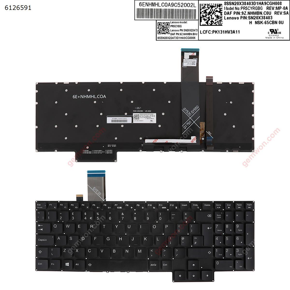 Picture of New Replacement Laptop Keyboard For Lenovo  Y7000 2020 R7000 2020 Y7000P R7000P 2020 black ( Backlit,Without FRAME,WIN8) Uk Layout
