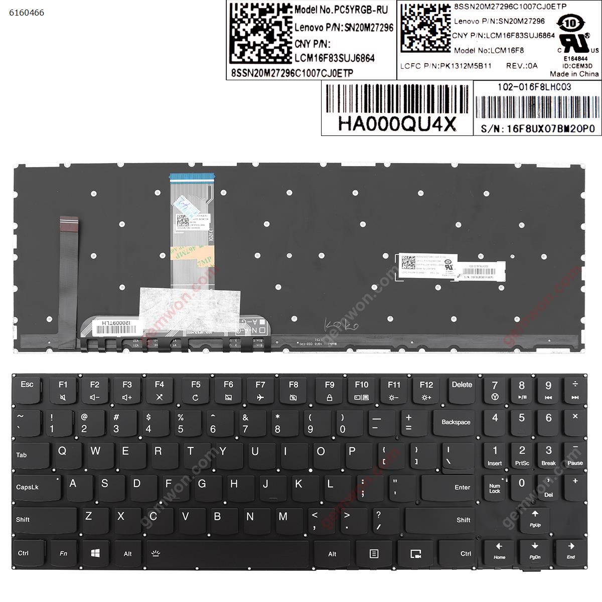 Picture of New Replacement Laptop Keyboard For lenovo legion y530 BLACK Without FRAME （Full Colorful Backlit） US Layout