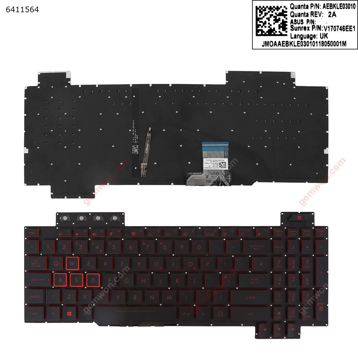 Picture of New Replacement Laptop Keyboard For TUF Gaming FX504      BLACK (Without FRAME,Backlit , red Printing WIN8) Uk Layout