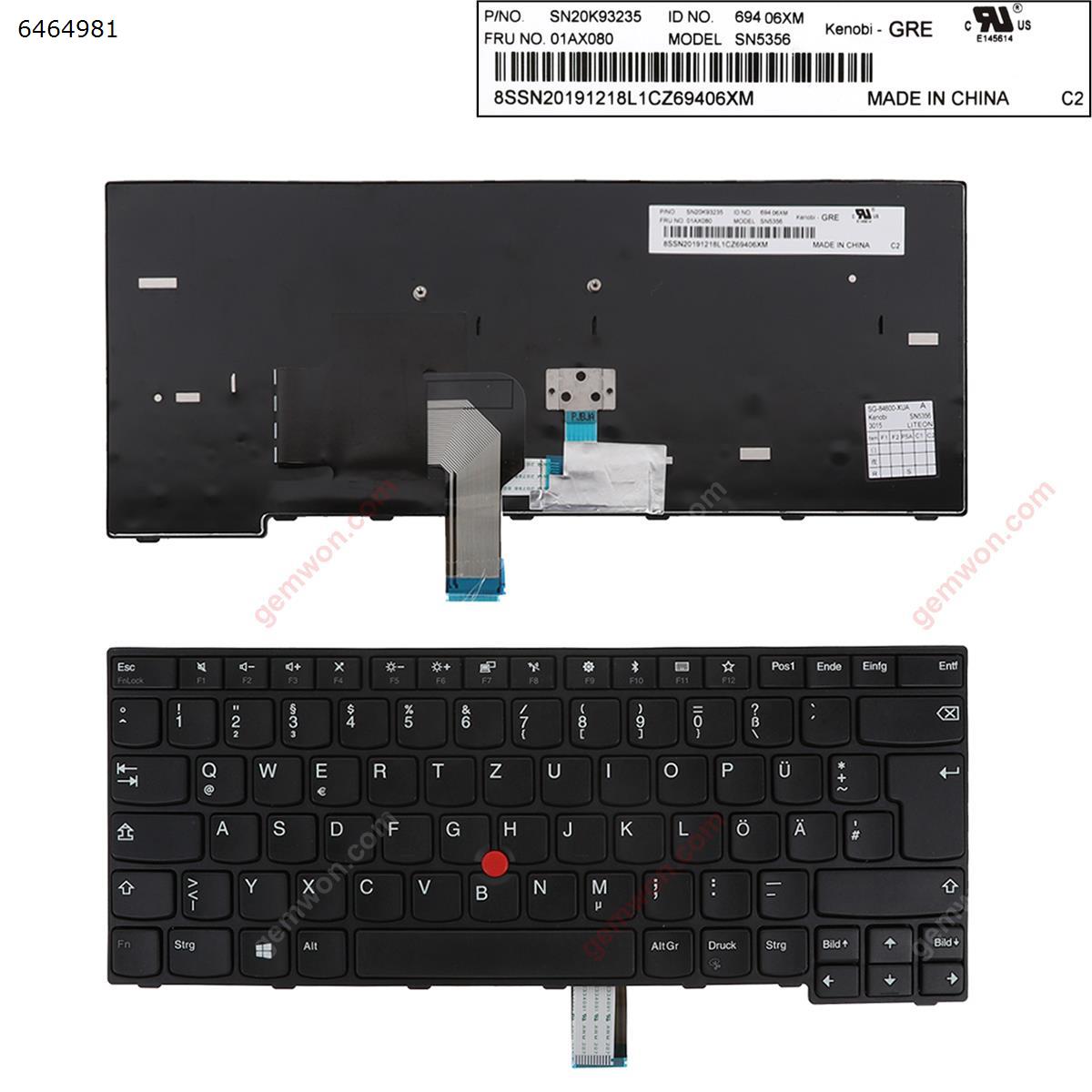 Picture of New Replacement Laptop Keyboard For ThinkPad Edge E470 E475 BLACK FRAME BLACK(With Point stick,Win8) OEM GR Layout