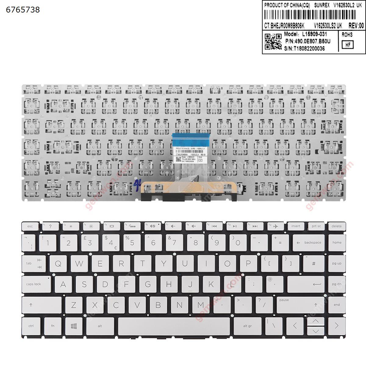 Picture of New Replacement Laptop Keyboard For HP Pavilion 14-CE0015TU 14-CE0027TX 14-CE1005TX CE1004TX   SILVER   (Without FRAME) Uk Layout