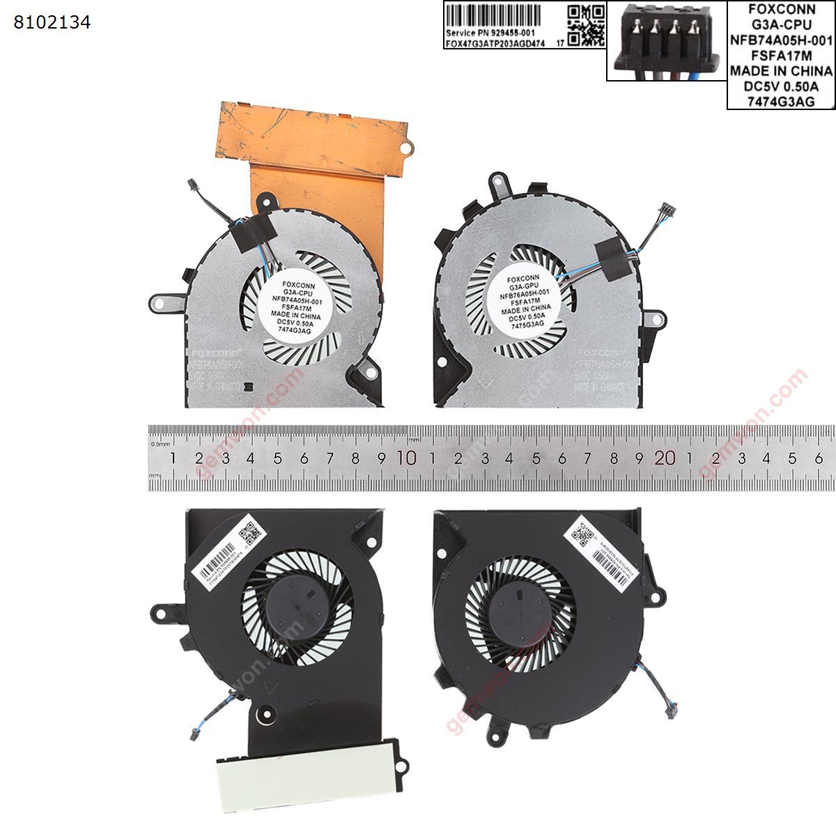 Picture of New Replacement CPU Cooling Fan For HP  Pro TPN-Q194  15-CE  3plus(CPU + GPU Fan,Original) 7432G3AG 7433G3AG Layout