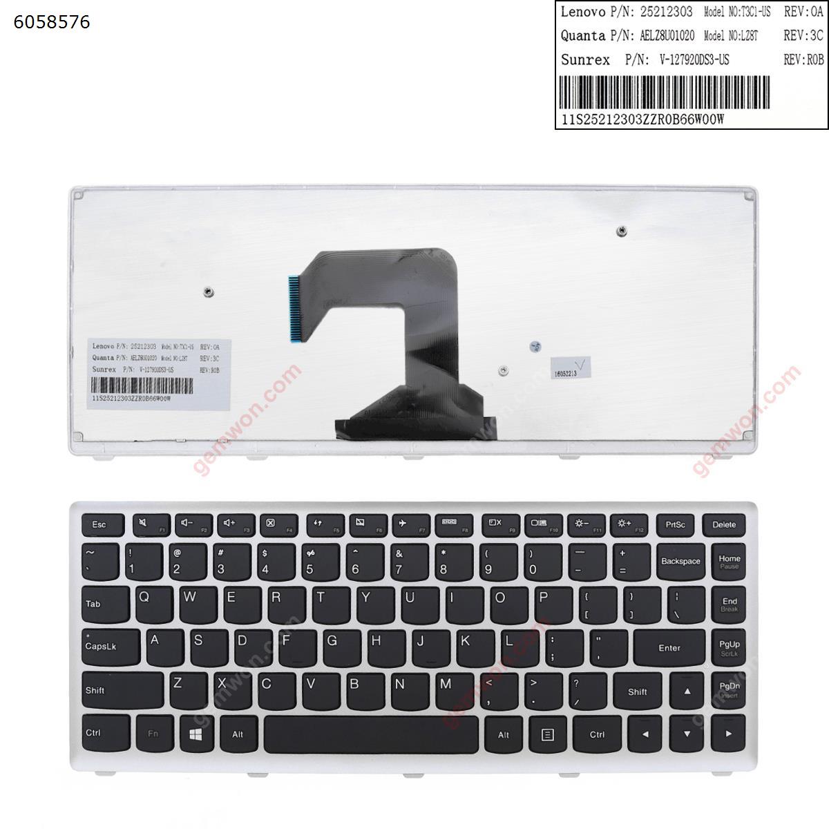 Picture of New Replacement Laptop Keyboard For LENOVO U410 SILVER FRAME BLACK(For Win8) US Layout