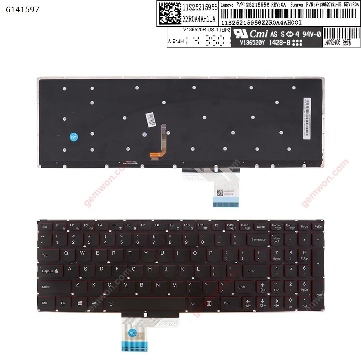 Picture of New Replacement Laptop Keyboard For Lenovo Y70-50   BLACK  (Red side,  Backlit  ,without FRAME, For Win8) US Layout