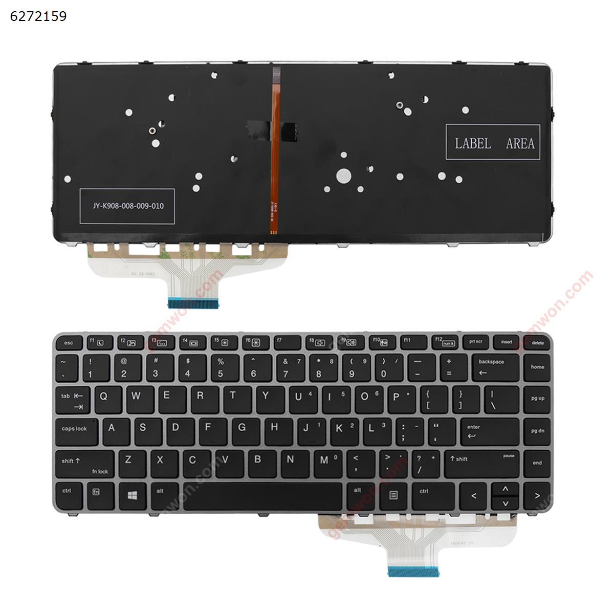 Picture of New Replacement Laptop Keyboard For HP EliteBook Folio 1040 G3 GRAY  FRAME BLACK (Backlit,Win8) US Layout
